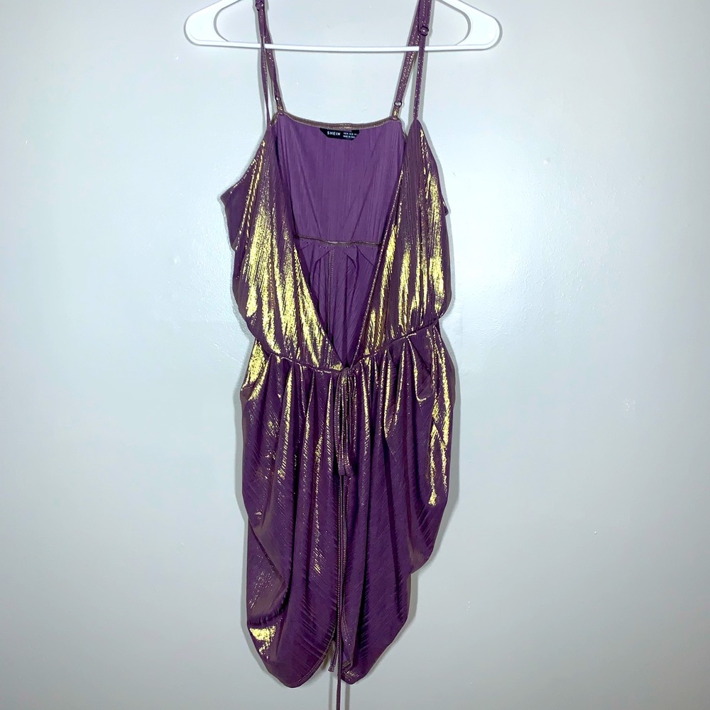 Shein Metallic Wrap Dress